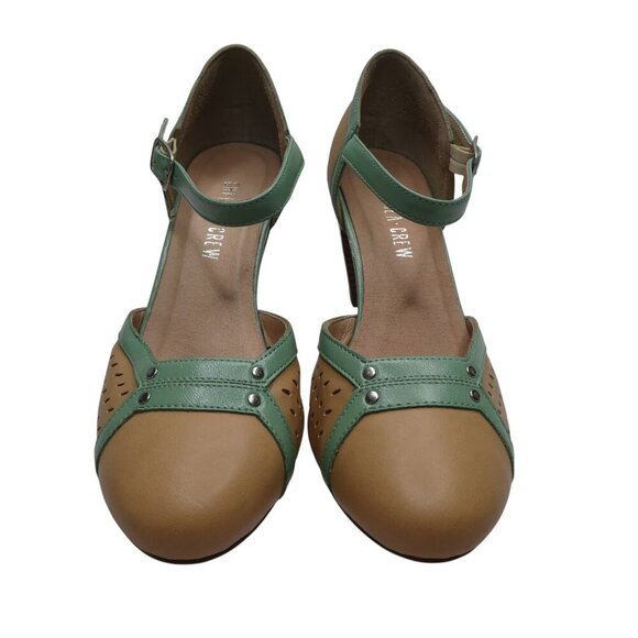 Chelsea Crew Zest Biege Green Retro Gatsby Pumps Heels Womens 39 US 8-8.5 - Picture 6 of 13